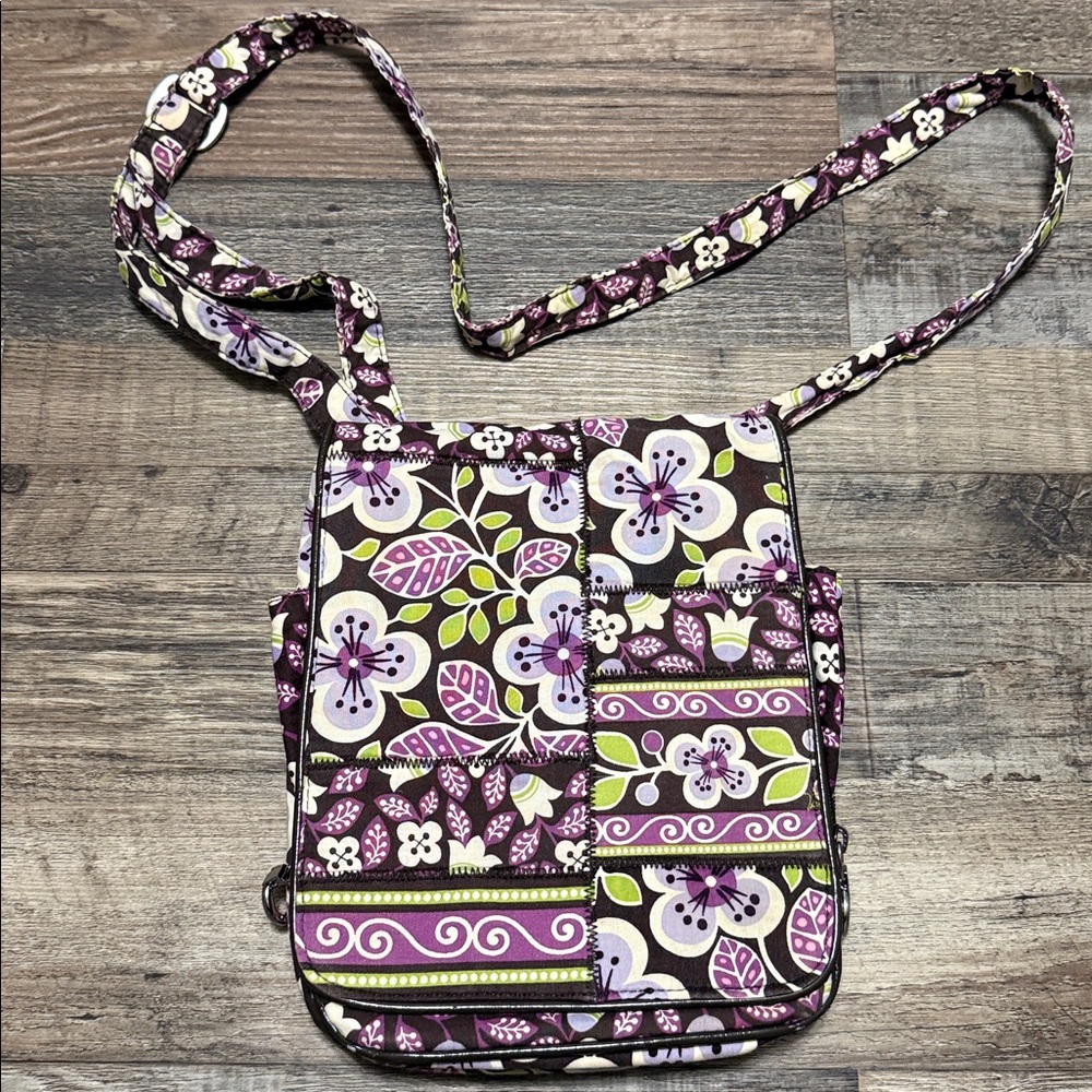 Vera Bradley Flap Crossbody Bag- vintage retired Plum Petals floral pattern